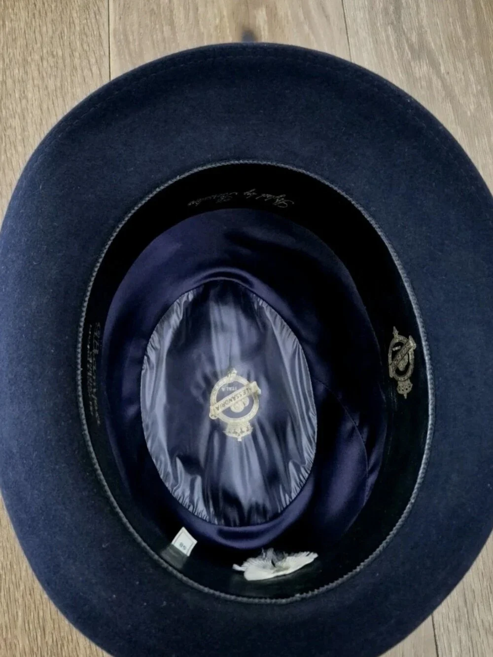 Vtg Unisex Borsalino Alessandria Fur Felt Fedora Hat in Navy Size 58(7-1/4) 🇮🇹